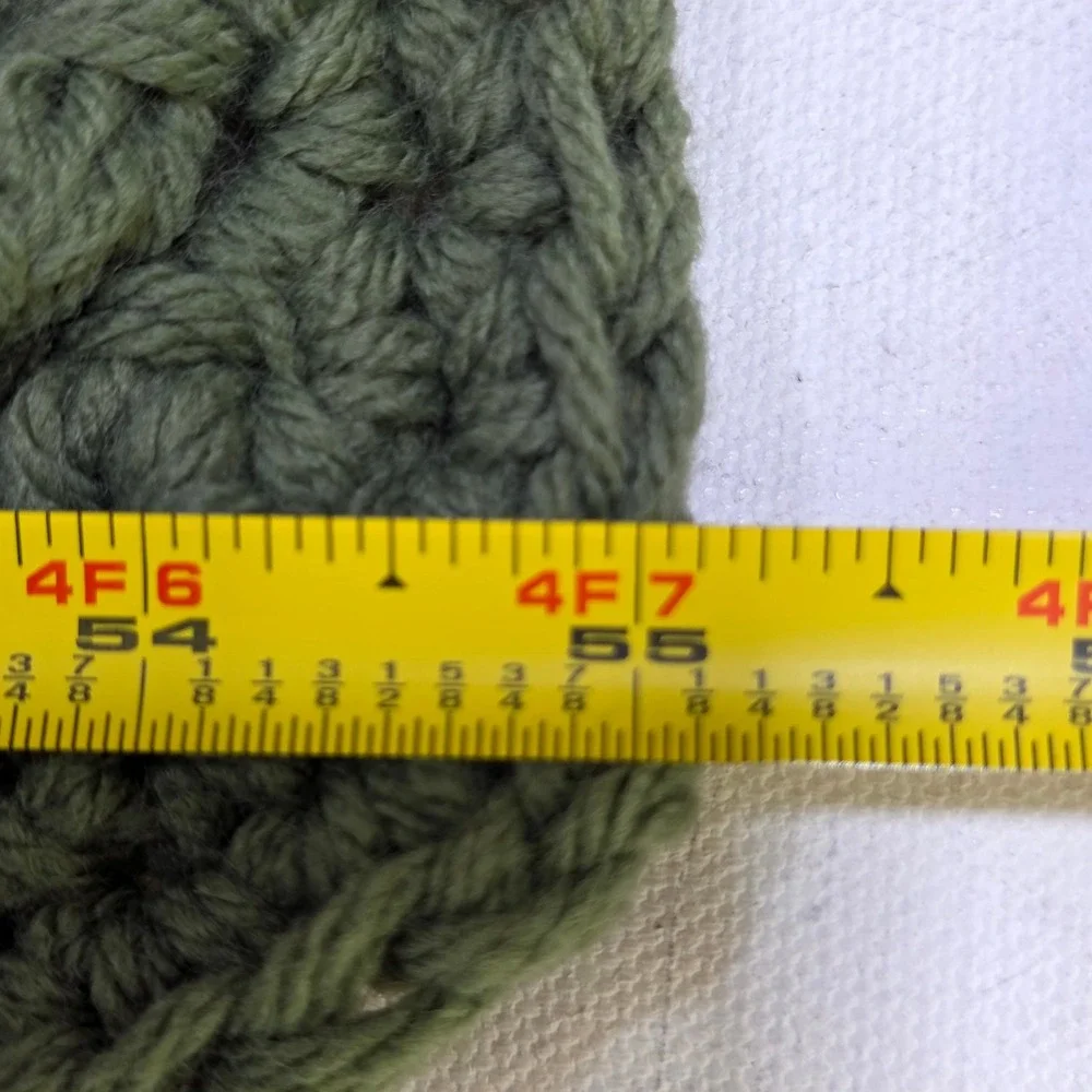 Crochet Blanket Green Striped Hand Knit Afghan 55 x 35 Boho Throw Cozy Rustic
